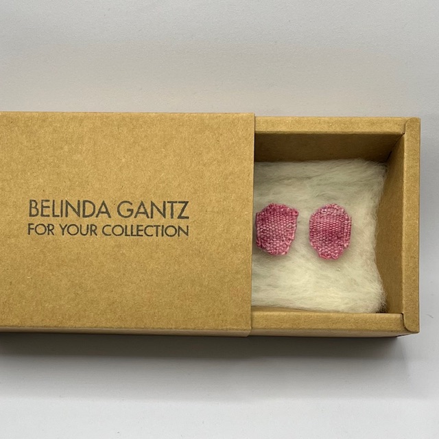 Small Soft Pink Woven Wonky Studs