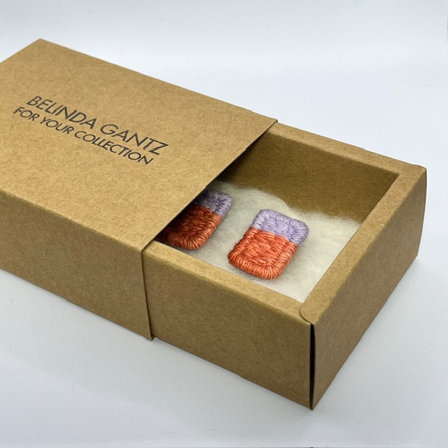 Lilac & Orange Rectangular Studs
