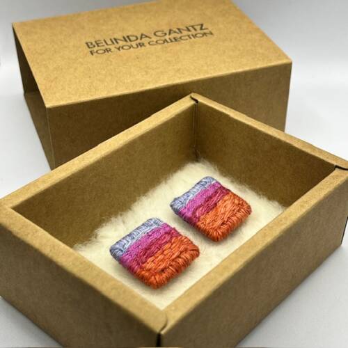 Big Orange, Pink & Blue Square Studs