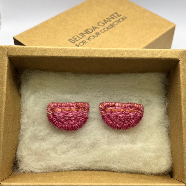 Half Circular Shades of Pink Studs