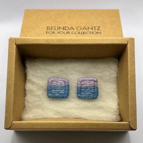 Small Purple & Blue Square Studs