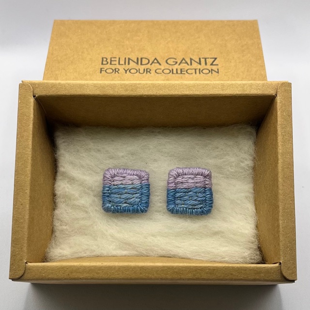 Small Purple & Blue Square Studs